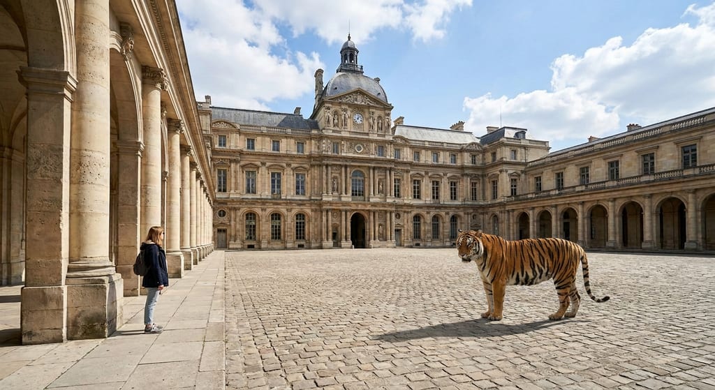 After - a tiger added to the scene