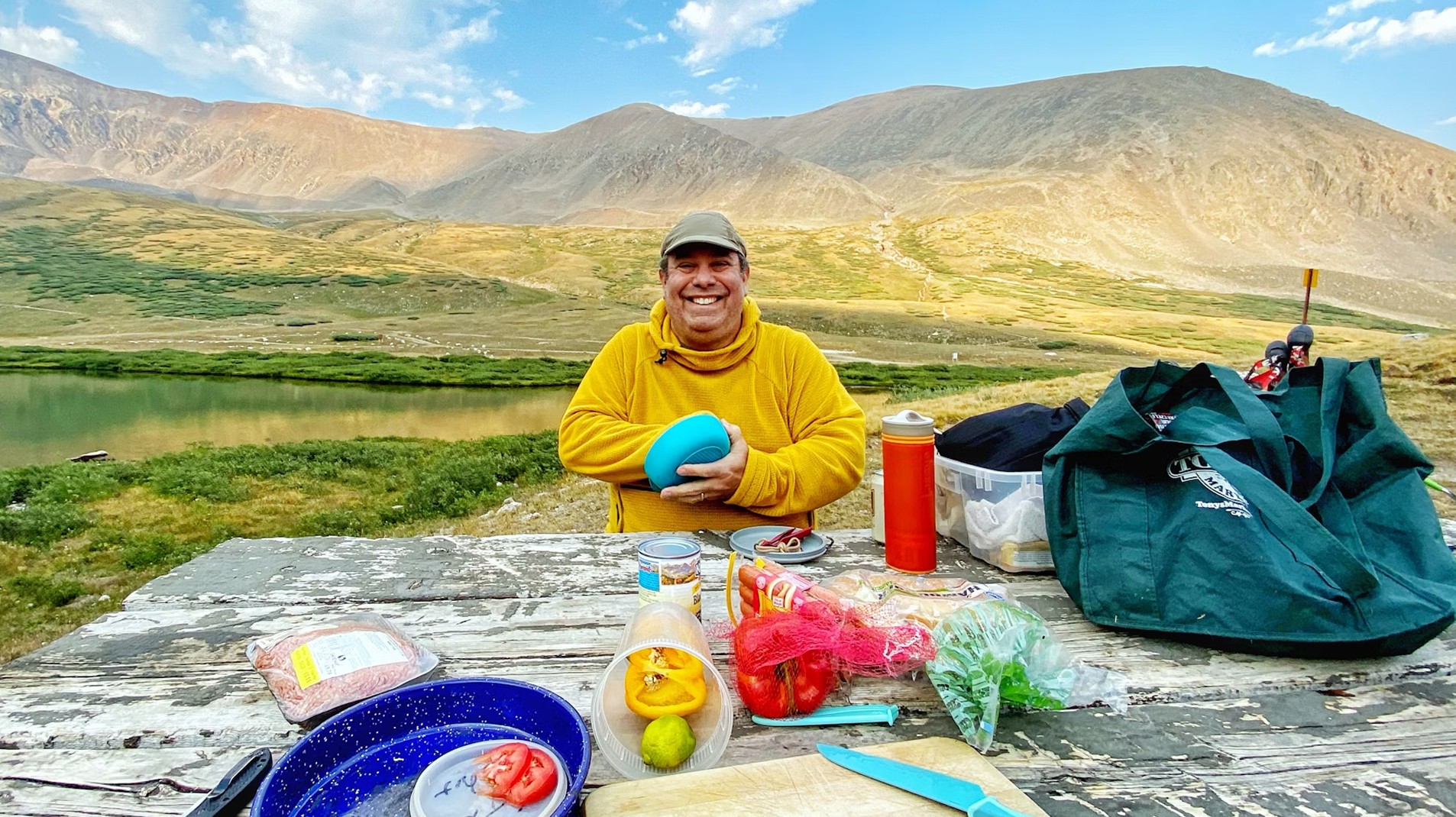 Before - Camping scene with many items