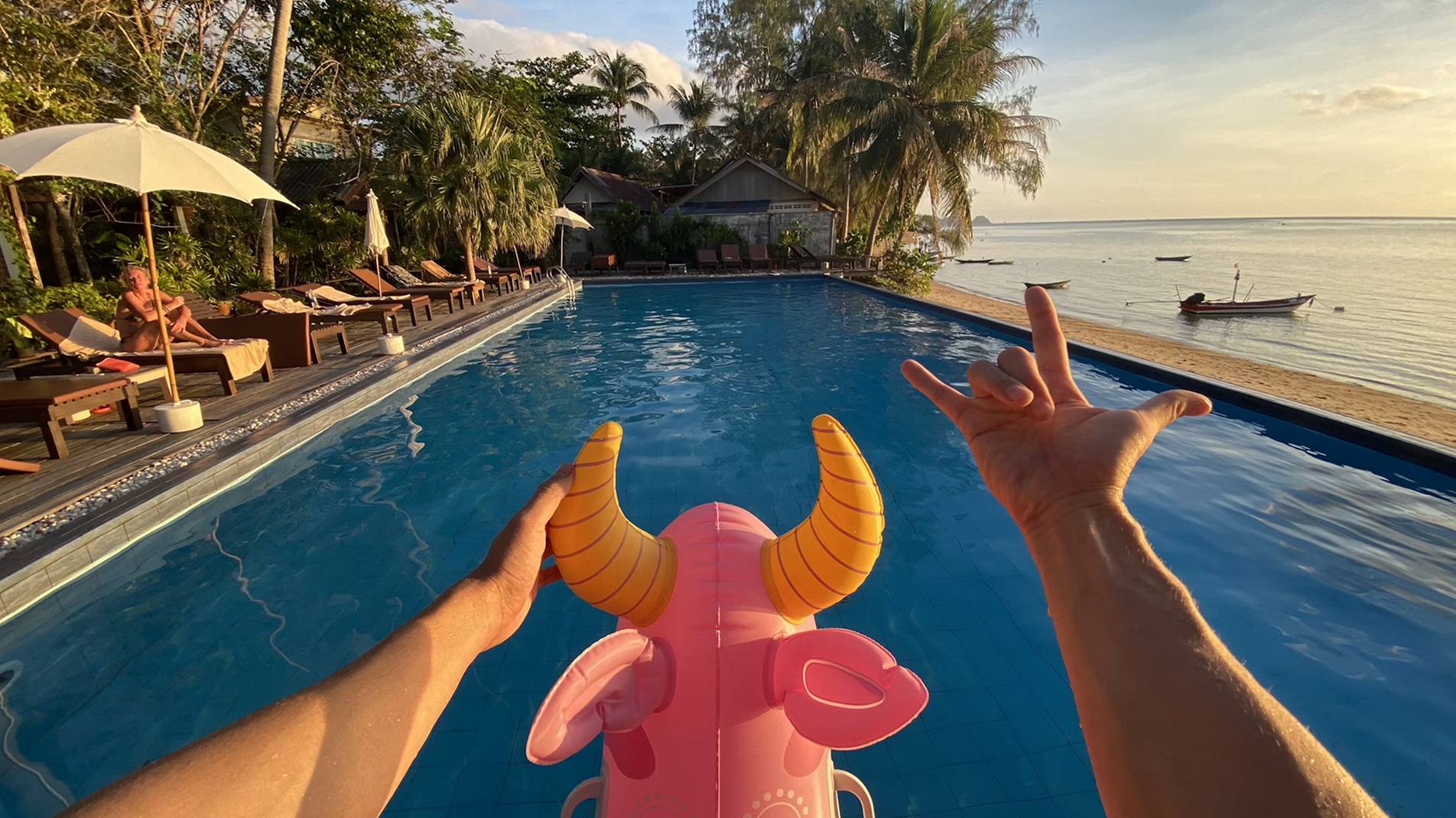 Before - Pool scene with inflatable float