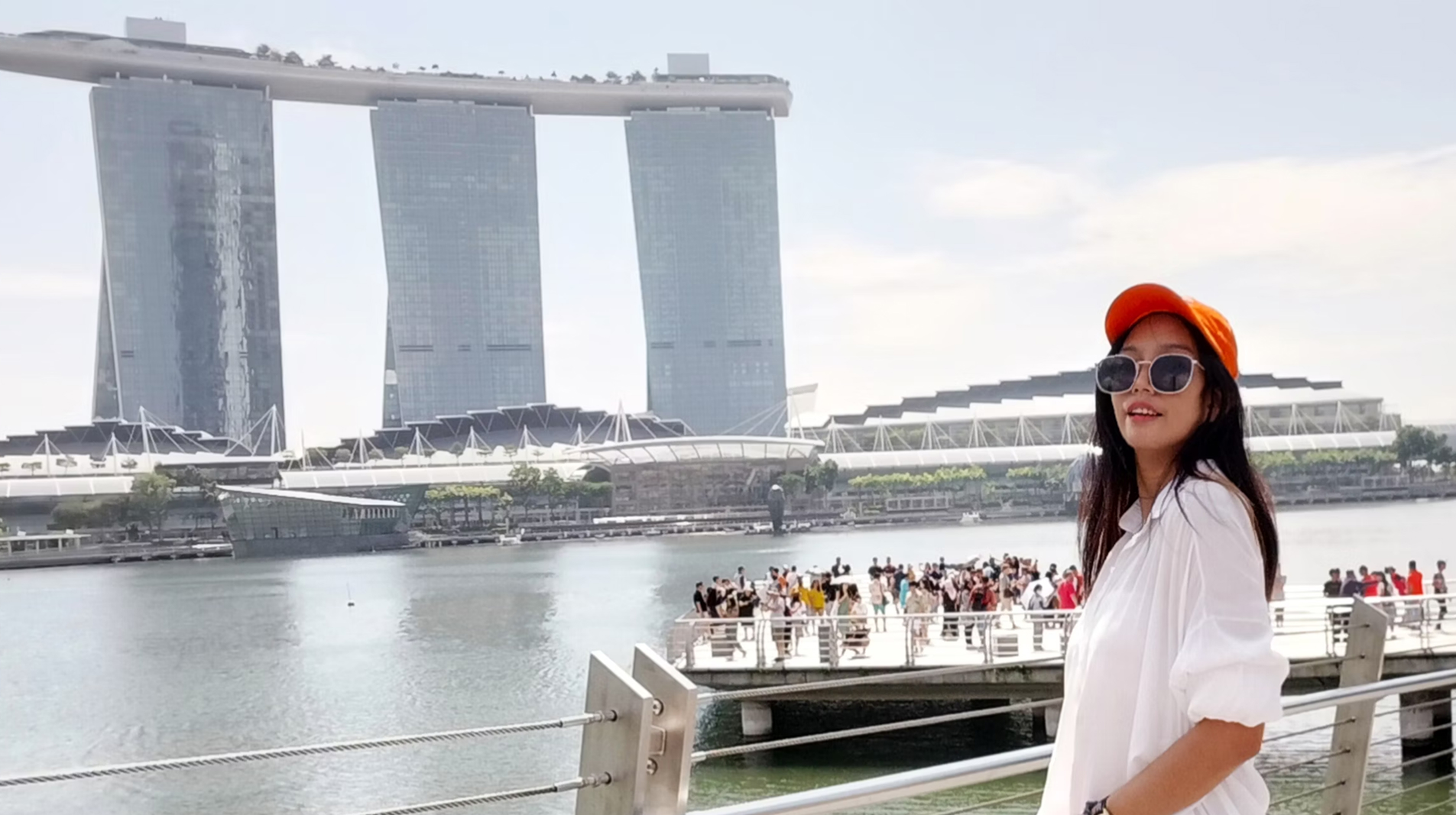 Before - Woman at Marina Bay with few people